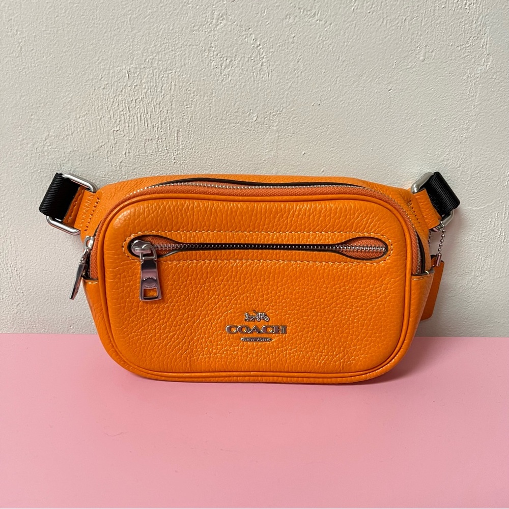 Coach Mini Belt Bag in Bright Mandarin Leather CL479 Orange